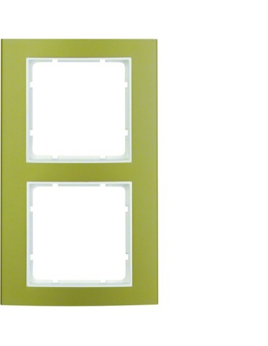 B.3 Ramka 2-krotna, alu, złoty/biały  10123046 Berker Hager