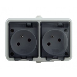 Hydro gniazdo hermetyczne n t podwójne IP44 klapka dymna białe 1214 36 - hurtownia elektryczna Amper.pl