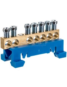 Zacisk przyłączeniowy na TS35, neutralny N, 7-polowy, 7x16mm2 870N/7 niebieski 89810003