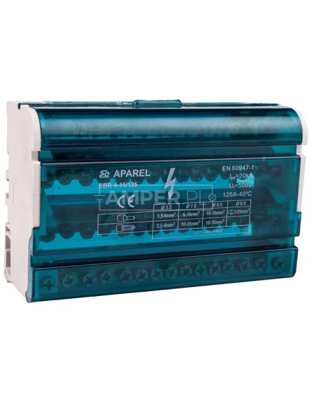 Blok listew rozdzielczych 4-biegunowy 125A EBR 4-15/125 R33RA-02020200301