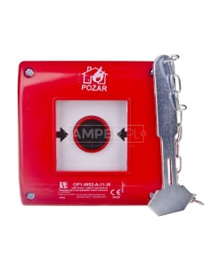 Przycisk ppoż. podtynkowy 1Z 1R czerwony z młotkiem OP1-W02-A-11-M