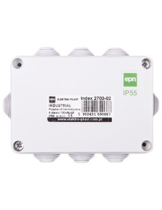 INDUSTRIAL Puszka hermetyczna n/t 130x95x58 z 8 dławnicami IP55 szara 2703-02