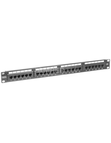 Patch panel kompletny 19 cali 24x RJ45 U/UTP kat. 6 1U czarny (RAL 9005) DN-91624U