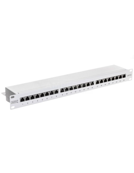 Patch panel kompletny 19 cali 24x RJ45 S/FTP kat. 6 1U szary (RAL 7035) DN-91624S