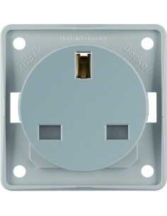 Integro Flow Gniazdo z uziemieniem standard brytyjski z podwyższoną ochroną styków, jasnoszary, mat 962622506 Berker Hager 2
