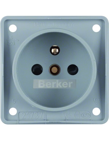 Integro Flow Gniazdo z uziemieniem z podwyższona ochroną styków, szary, mat 961952506 Berker Hager