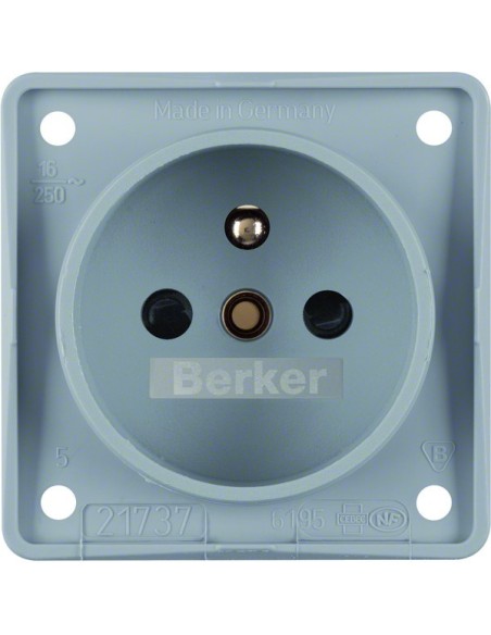 Integro Flow Gniazdo z uziemieniem z podwyższona ochroną styków, szary, mat 961952506 Berker Hager