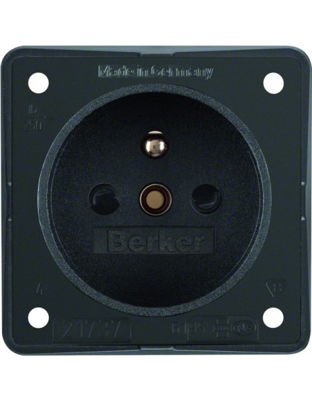 Integro Flow Gniazdo z uziemieniem z podwyższona ochroną styków, antracyt, mat 961952505 Berker Hager