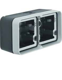 W.1 Adapter natynkowy 2-kr poziomy, 2 wejścia, IP55, szary 6719323505 Berker Hager 2