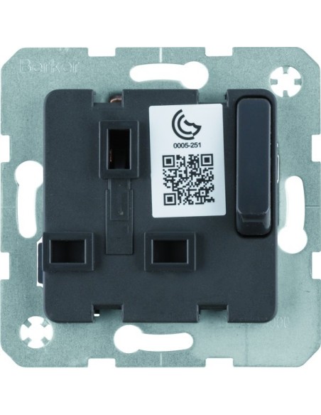 B.Kwadrat/Q.x Mechanizm gniazda z uziemieniem standard brytyjski z łącznikiem i przesłonami styków, antracyt, mat 53420216 Berke