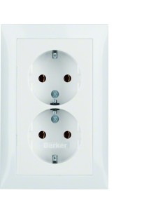 S.1 Gniazdo podwójne SCHUKO komplet, biały, połysk 47548989 Berker Hager 2
