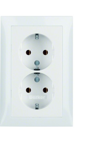 S.1 Gniazdo podwójne SCHUKO komplet, biały, połysk 47548989 Berker Hager