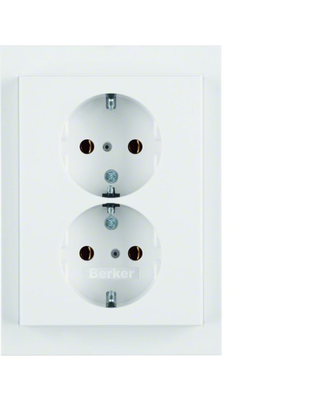 K.1 Gniazdo podwójne SCHUKO komplet, biały 47537009 Berker Hager