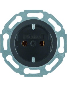 Serie 1930/Glas Gniazdo SCHUKO, samozaciski, czarny 474521 Berker Hager 2