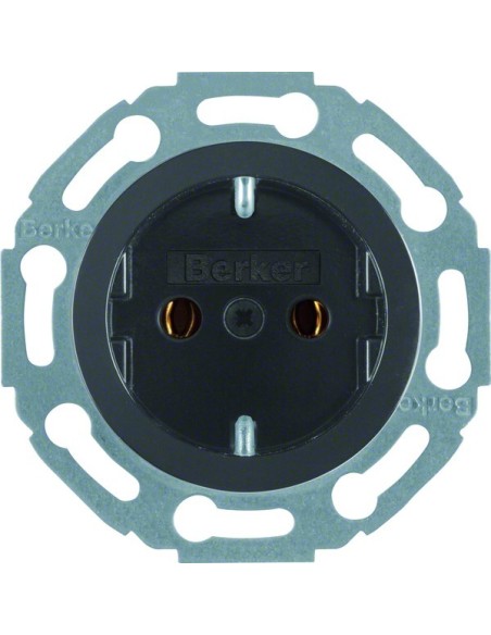 Serie 1930/Glas Gniazdo SCHUKO, samozaciski, czarny 474521 Berker Hager