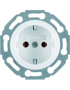 Serie 1930/Glas Gniazdo SCHUKO, samozaciski, biały 474520 Berker Hager 2