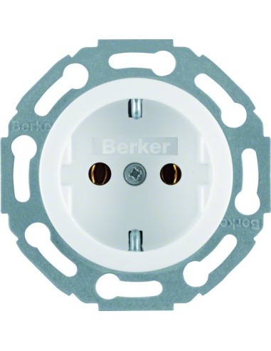 Serie 1930/Glas Gniazdo SCHUKO, samozaciski, biały 474520 Berker Hager