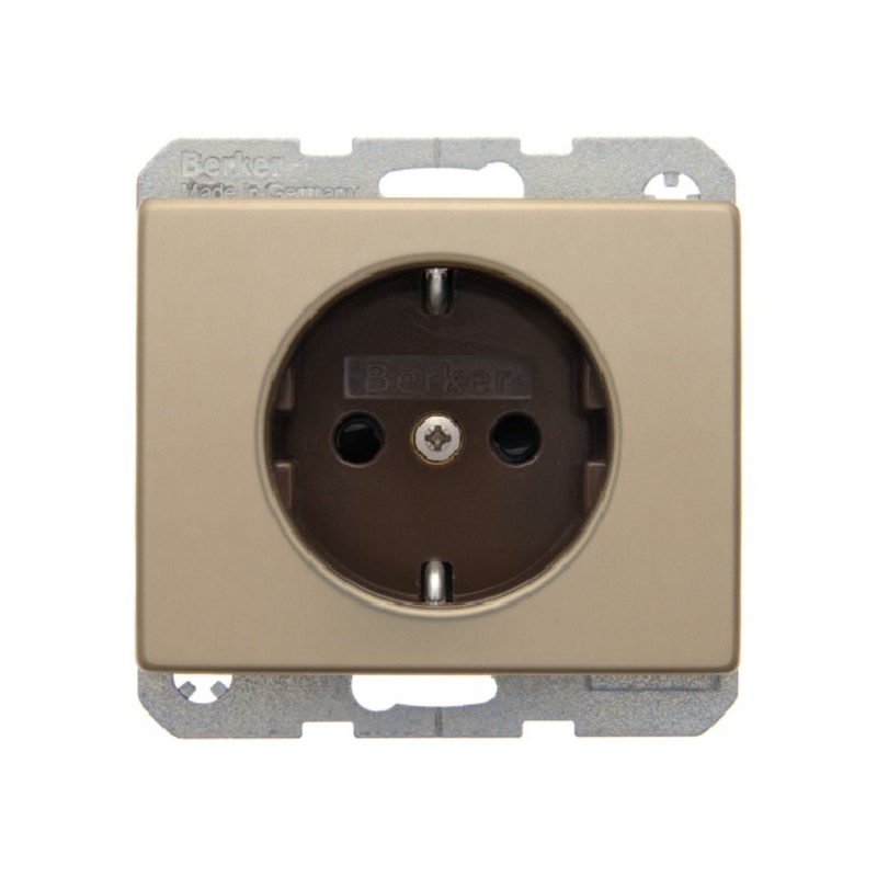 Arsys Gniazdo SCHUKO z podwyższoną ochroną styków, jasny brąz, metal 47340001 Berker Hager