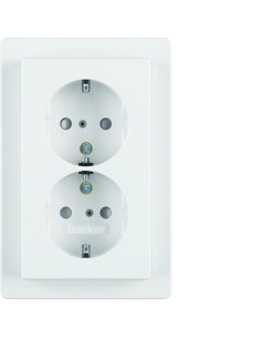 Q.x Gniazdo podwójne SCHUKO komplet z zabezpieczeniem przed dziećmi, biały, aksamit 47296089 Berker Hager 2