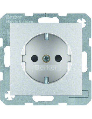B.Kwadrat/B.7 Gniazdo SCHUKO z uziemieniem, samozaciski, alu 47231404 Berker Hager