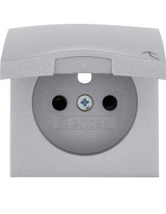 B.Kwadrat/B.7 Płytka czołowa z przysłonami styków do gniazda z uziemieniem z pokrywą alu mat, lakierowany 3965838994 Berker Hage 2