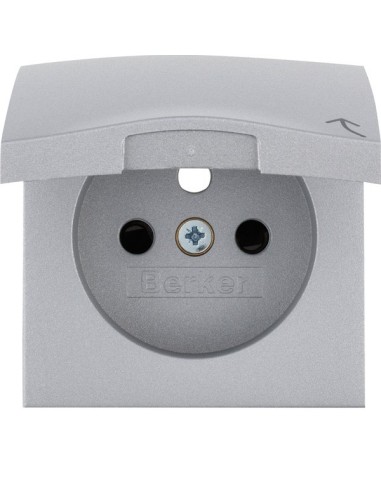 B.Kwadrat/B.7 Płytka czołowa z przysłonami styków do gniazda z uziemieniem z pokrywą alu mat, lakierowany 3965838994 Berker Hage