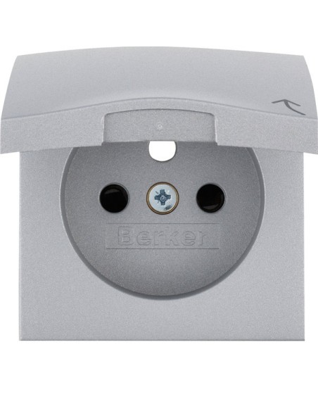 B.Kwadrat/B.7 Płytka czołowa z przysłonami styków do gniazda z uziemieniem z pokrywą alu mat, lakierowany 3965838994 Berker Hage
