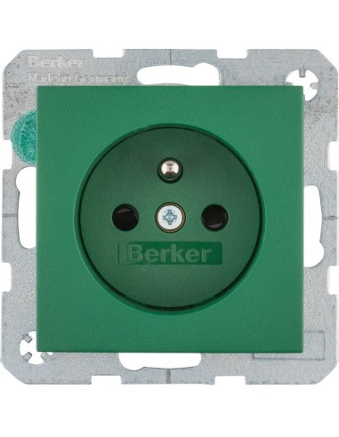 B.3/B.7 Płytka czołowa z przysłonami styków do gniazda z uziemieniem, zielony 3965760063 Berker Hager
