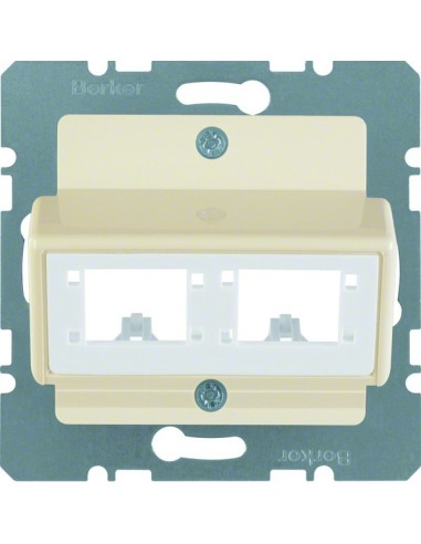 B.Kwadrat Płytka czołowa do 1 lub 2 modułów 1-kr Reichle&De-Massari, kremowy 147202 Berker Hager