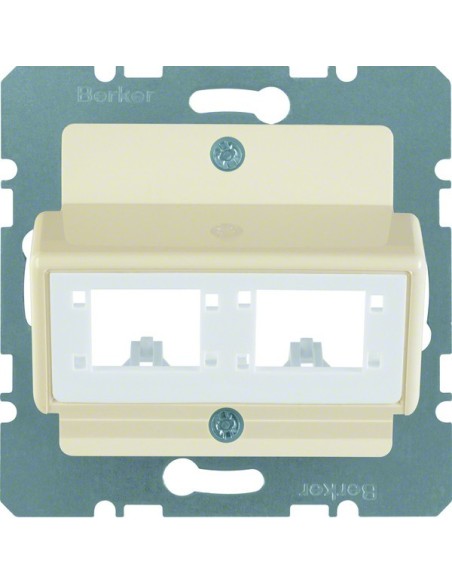 B.Kwadrat Płytka czołowa do 1 lub 2 modułów 1-kr Reichle&De-Massari, kremowy 147202 Berker Hager