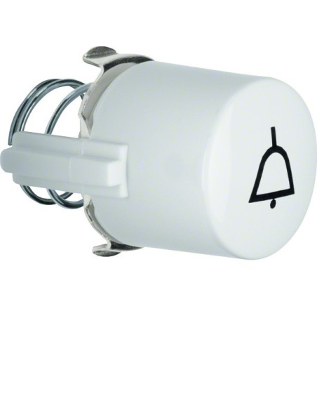 Serie 1930/Glas Przycisk do łącznika i sygnalizatora E10 z symbolem dzwonka, biały 1227 Berker Hager