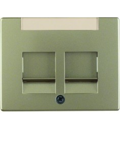 Arsys Płytka czołowa podwójny z zasuwami chroniącymi przed kurzem z polem opisowym, jasny brąz, lakierowany 11829011 Berker Hage 2