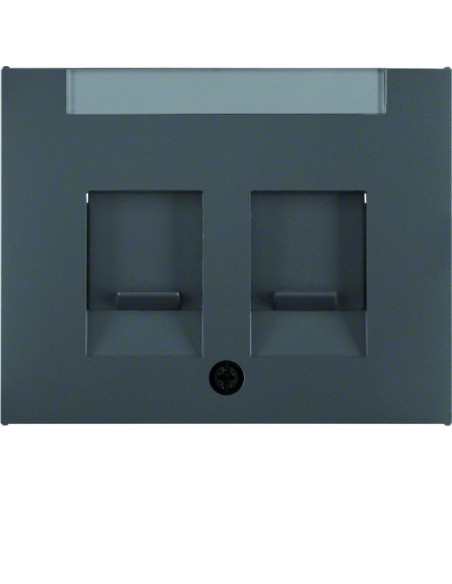 K.1 Płytka czołowa podwójna z zasuwami chroniącymi przed kurzem z polem opisowym, antracyt mat, lakierowany 11827006 Berker Hage