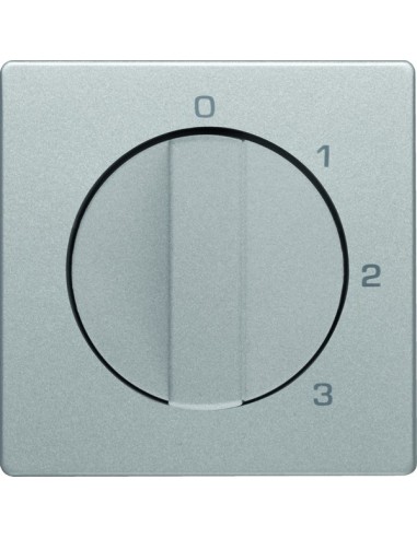 Q.x Płytka czołowa z pokrętłem do łącznika 3-pozycyjnego z pozycją zerową i nadrukiem, alu aksamit, lakierowany 10966084 Berker