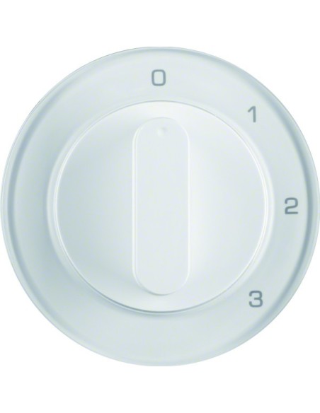 R.1/R.3 Płytka czołowa z pokrętłem do łącznika 3-pozycyjnego z pozycją zerową, biały, połysk 10962089 Berker Hager