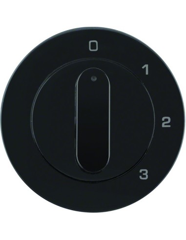 R.1/R.3 Płytka czołowa z pokrętłem do łącznika 3-pozycyjnego z pozycją zerową, czarny, połysk 10962045 Berker Hager