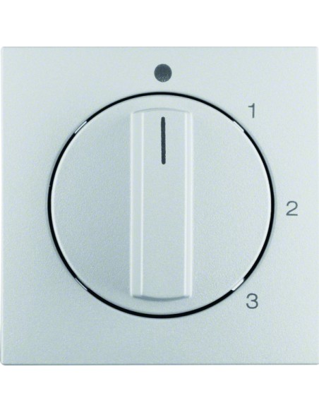 B.Kwadrat/B.7 Płytka czołowa z pokrętłem do łącznika 3-pozycyjnego z pozycją zerową, alu mat, lakierowany 10961404 Berker Hager