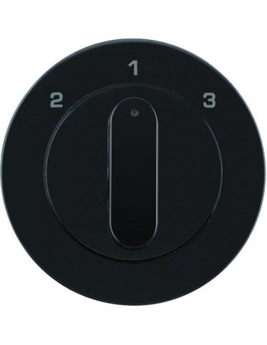 R.1/R.3 Płytka czołowa z pokrętłem do łącznika 3-pozycyjnego bez pozycji zerowej, czarny, połysk 10842045 Berker Hager
