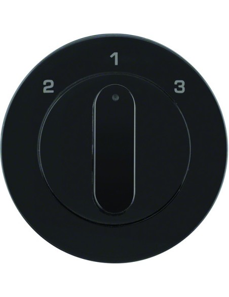 R.1/R.3 Płytka czołowa z pokrętłem do łącznika 3-pozycyjnego bez pozycji zerowej, czarny, połysk 10842045 Berker Hager