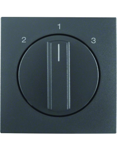 B.Kwadrat/B.3/B.7 Płytka czołowa z pokrętłem do łącznika 3-pozycyjnego bez pozycji zerowej, antracyt mat 10841606 Berker Hager