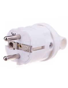 Wtyczka kątowa 10/16A 250V 2P+Z z uchwytem biała EM-GRC-02 P0039 2
