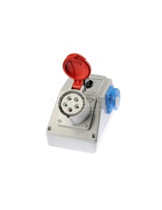 Zestaw instalacyjny z gniazdem 16A 5P+2P+Z (0-1) czerwony ZI03\R211