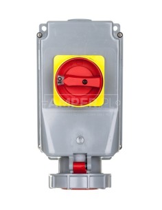 Zestaw instalacyjny z gniazdem 63A 5P (0-1) czerwony 135-6w