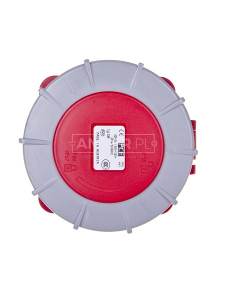 Gniazdo tablicowe 63A 4P 400V /100x100/ czerwone IP67 POWER TWIST 334-6