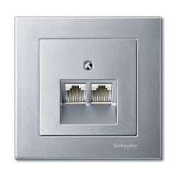 Płytka centralna mechanizmu RJ45, podwójna, aluminium, system M Merten MTN298060 Schneider