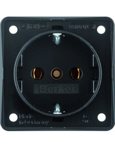 Integro Flow Gniazdo SCHUKO, mechanizm, czarny, mat 9418505 Berker Hager