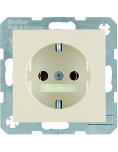 B.Kwadrat/S.1 Gniazdo SCHUKO z uziemieniem, samozaciski, kremowy, połysk 47438982 Berker Hager 2
