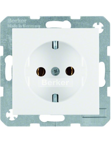 S.1/B.3/B.7 Gniazdo SCHUKO z uziemieniem, samozaciski, biały 47431909 Berker Hager