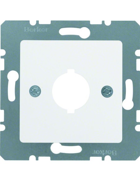 Q.x Płytka centralna z otworem ? 18,8 mm do gniazda wyrównania potencjału pojedynczego, biały, mat 14311909 Berker Hager