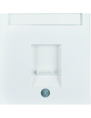 B.x/S.1 Płytka czołowa pojedyncza z zasuwami chroniącymi przed kurzem z polem opisowym, biały, połysk 11708989 Berker Hager